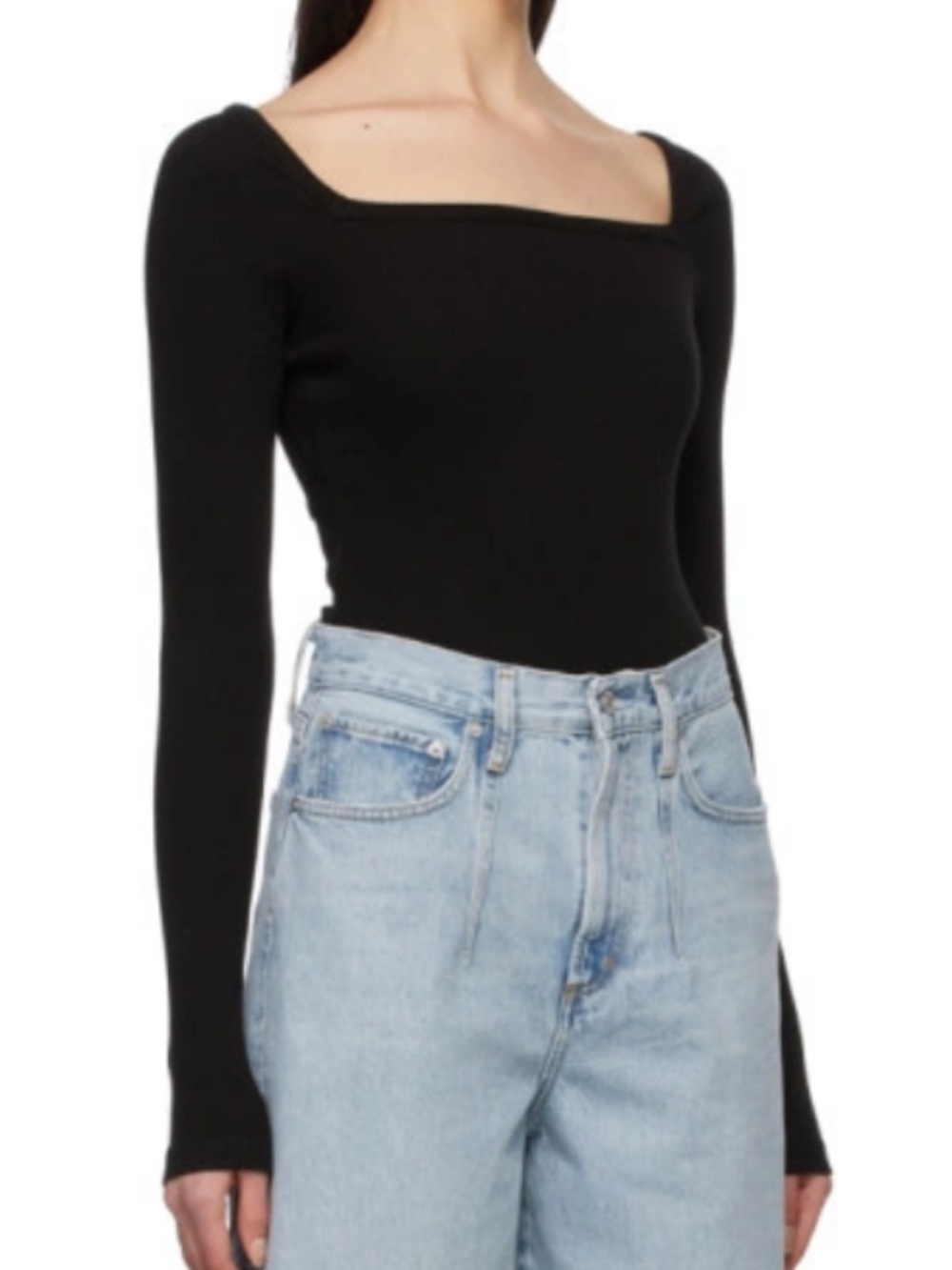 Agolde Black "Hanley" Square Body Suit